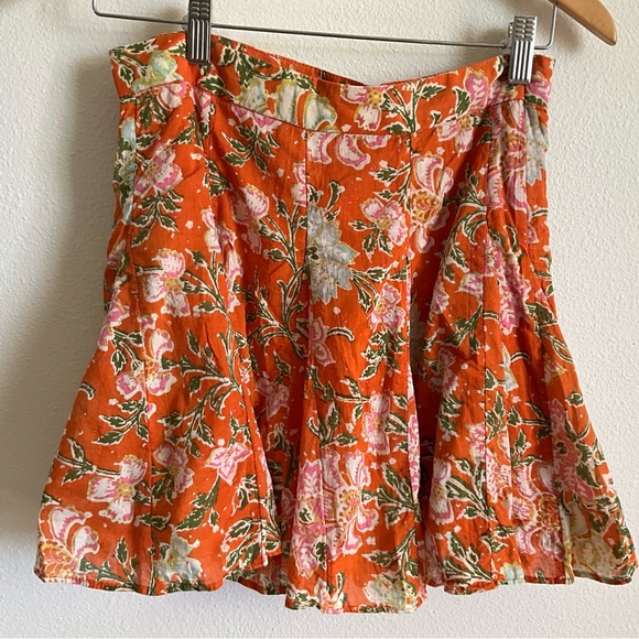 Free People Island Orange Floral Mini Skirt 4 - Picture 3 of 7